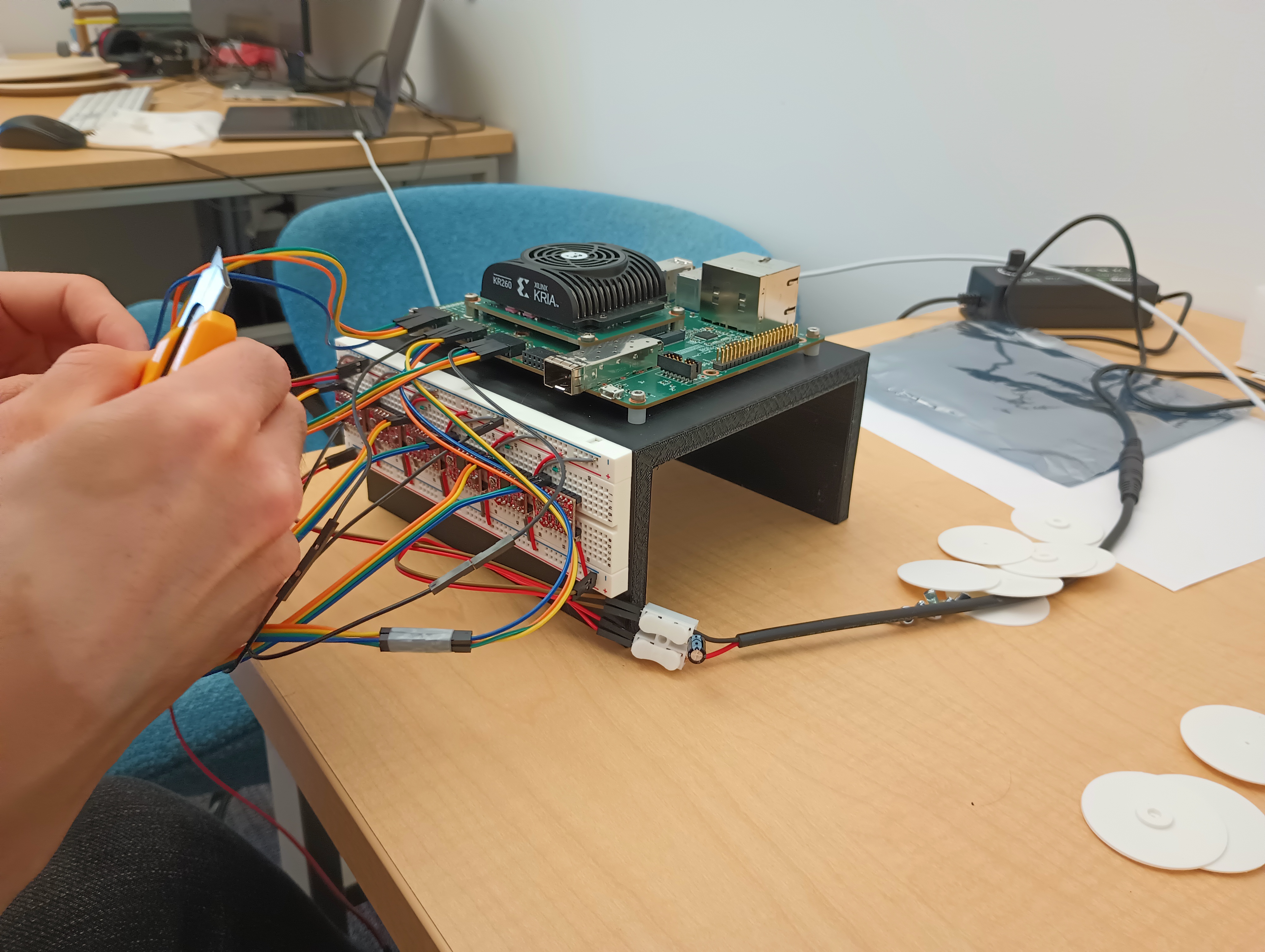 Petr attaching the last connections.