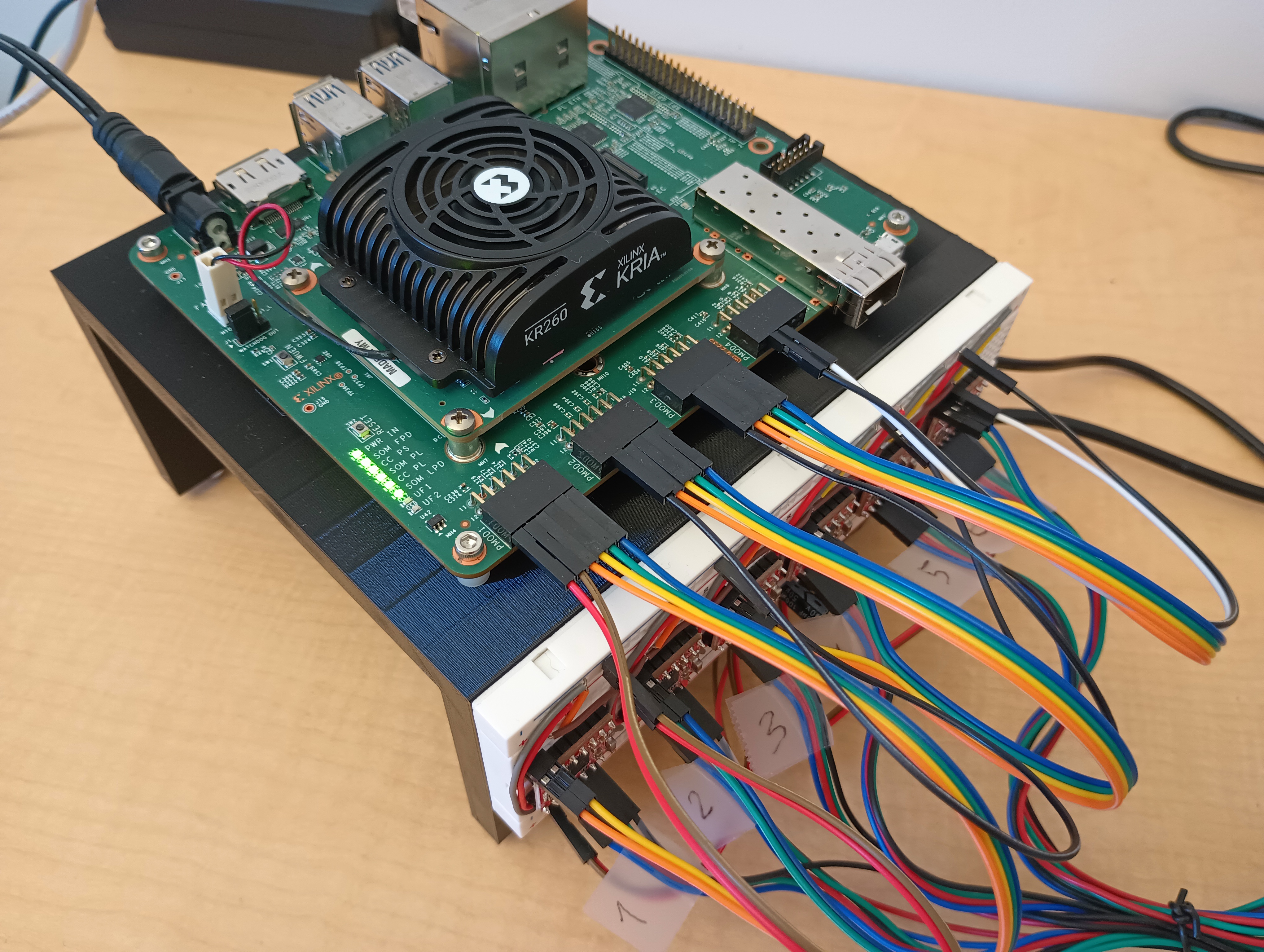Top view with the PMOD of the Kria board.